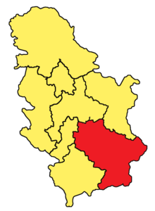 Карта регије Јужна Србија