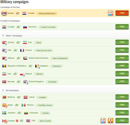 Wars page as of March 2014