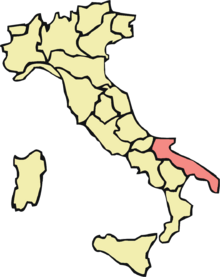 Harta e rajonit Apulia Puglia