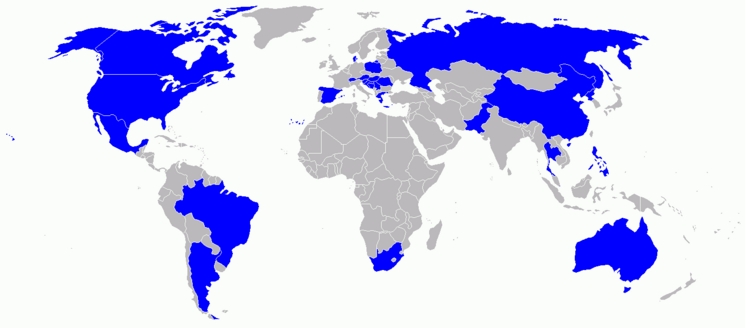 Countries where he traveled on map