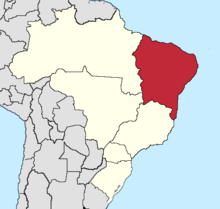 Mapa de Nordeste do Brasil