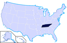 Mapa regionu Tennessee