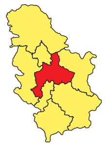 Карта регије Шумадија