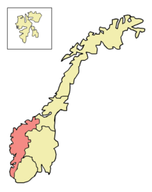 Карта Vestlandet